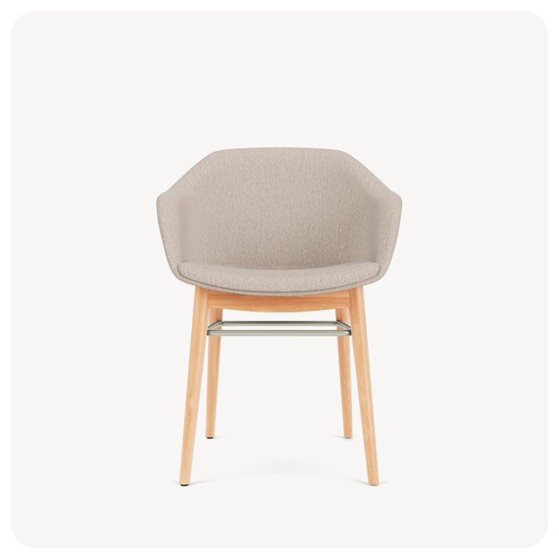 soft chair with a wood base