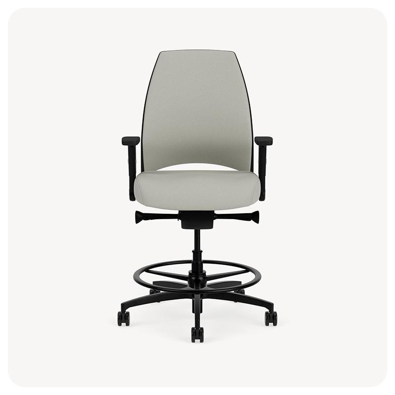 upholstered back sit-to-stand stool