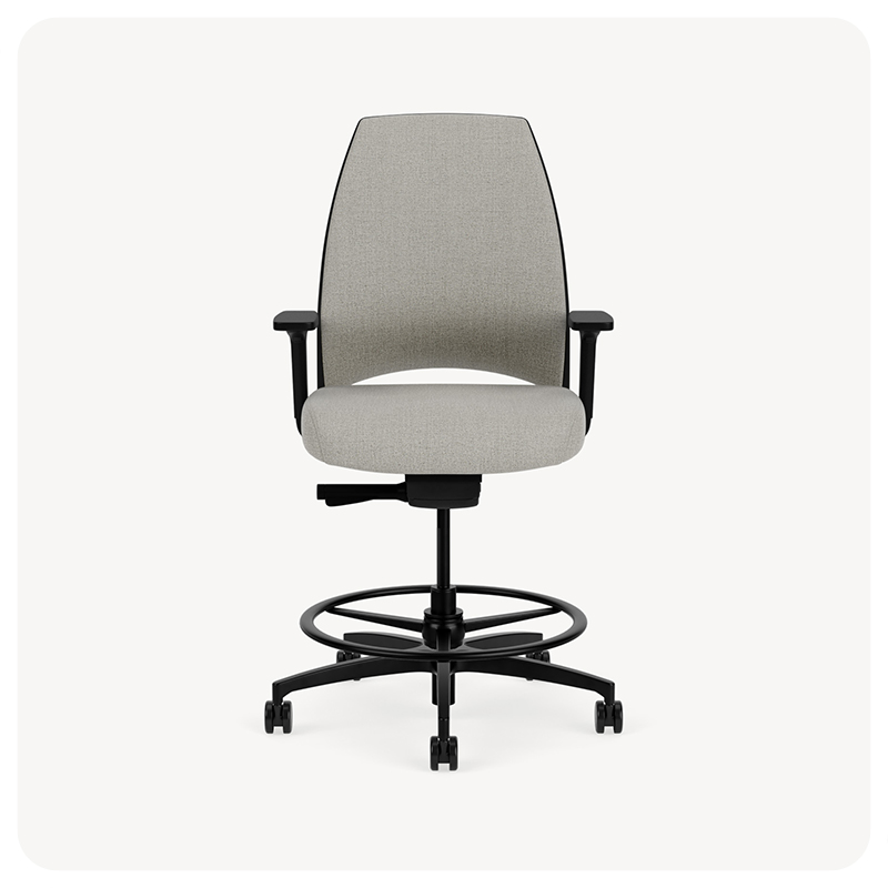 upholstered stool with a medium comfort seat