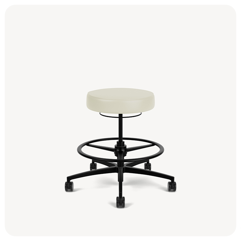 Stool with a hand-activated adjustment