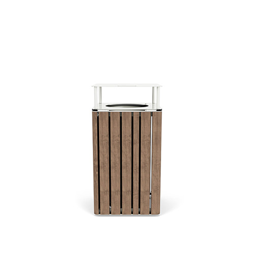 faux wood litter bin with a lid