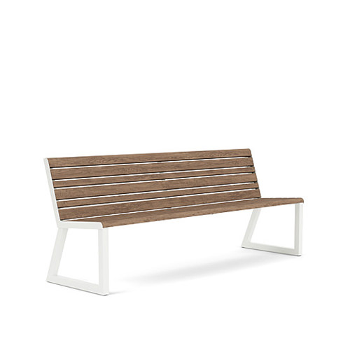faux wood bench with backrest