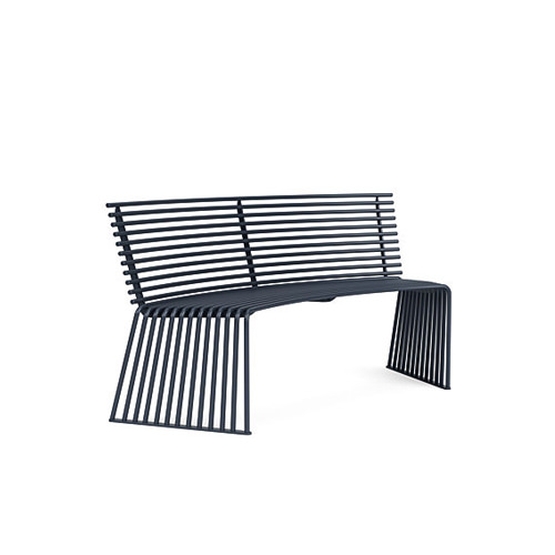 curved bench with a concave backrest